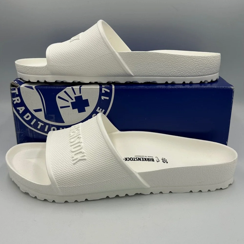 Birkenstock Barbados EVA Slides Mens 12 White Beach Waterproof Sandals NEW READ